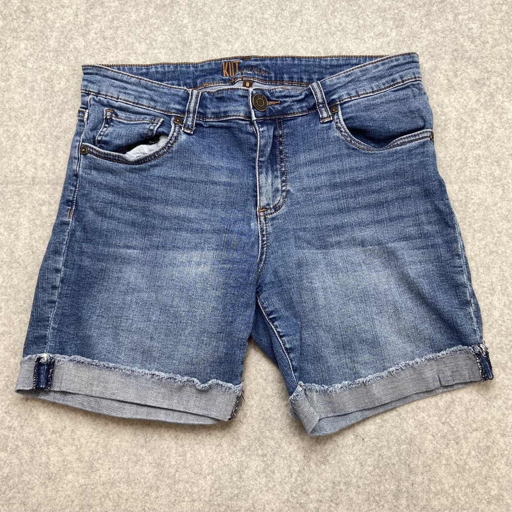 Kut From The Kloth Bermuda Shorts Womens 8 (31x6) Blue Denim Frayed Hem